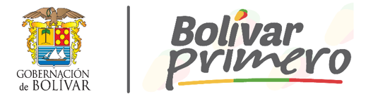 logo secretaría Bolívar, Escudo del departamento del Bolívar y su eslogan Bolívar primero con los colores amarillo verde y rojo.