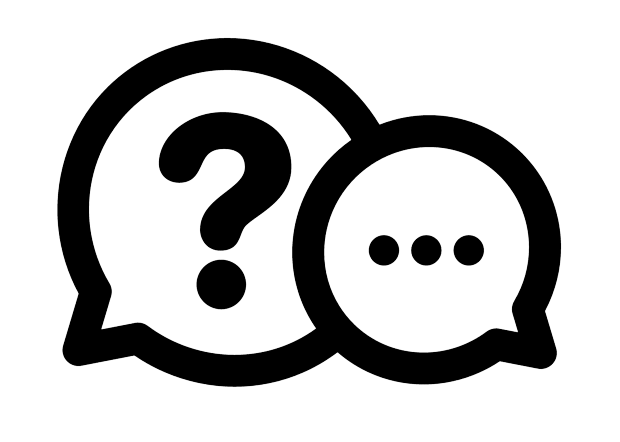 Imagen de dos globos de diálogo uno con un símbolo de interrogación y el otro con tres puntos suspensivos. 